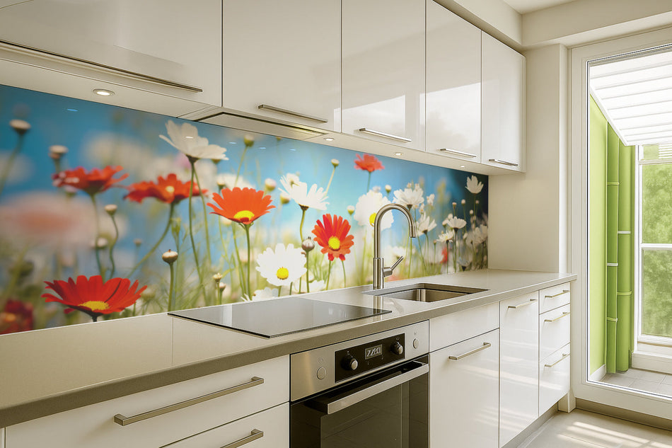 Küchenrückwand Margeriten und Gänseblümchen