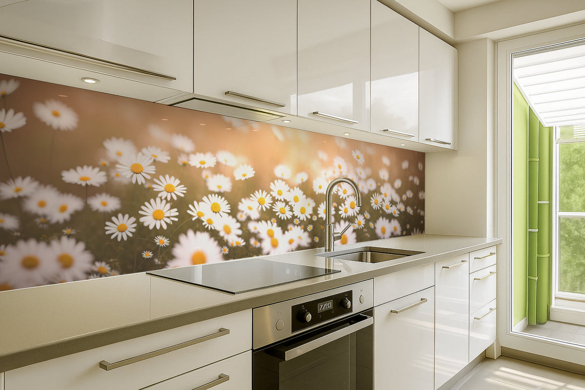 Küchenrückwand Gänseblümchenwiese