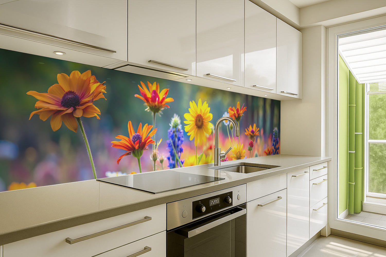 Küchenrückwand Bunte Sommerblumen