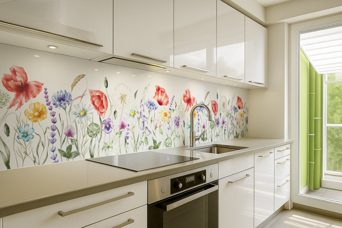 Küchenrückwand Blumen Aquarell