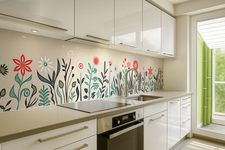 Küchenrückwand Modernes Blumenmuster