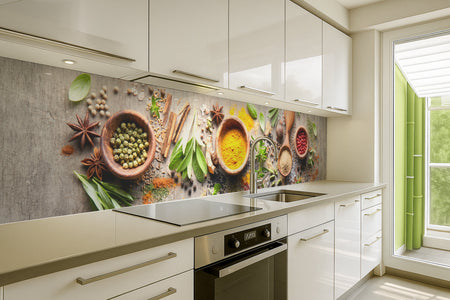 Küchenrückwand Gewürze und Kräuter