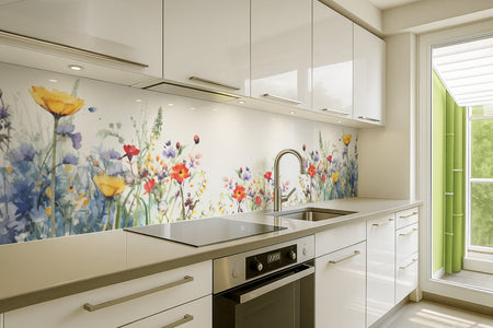 Küchenrückwand Aquarell Blumenwiese