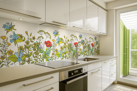 Küchenrückwand Illustratives Blumenmuster