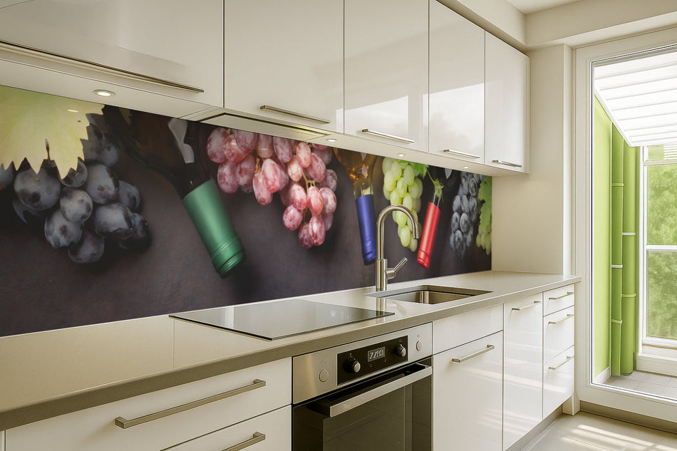 Küchenrückwand Wein und Trauben