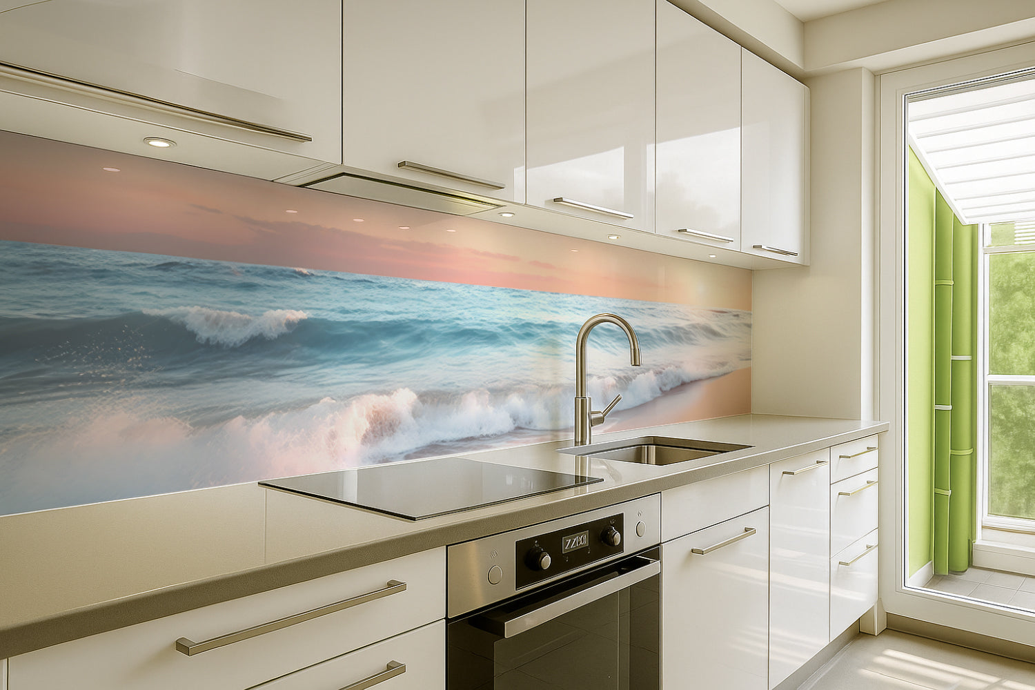 Küchenrückwand Meereswellen im Sonnenuntergang