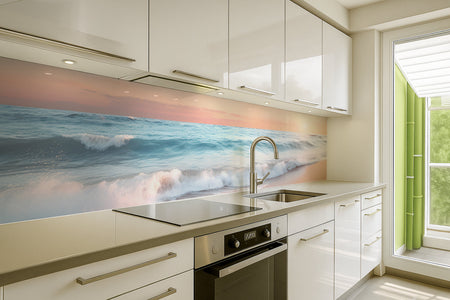 Küchenrückwand Meereswellen im Sonnenuntergang