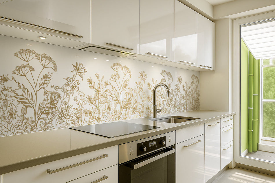 Küchenrückwand Florales Linienmuster