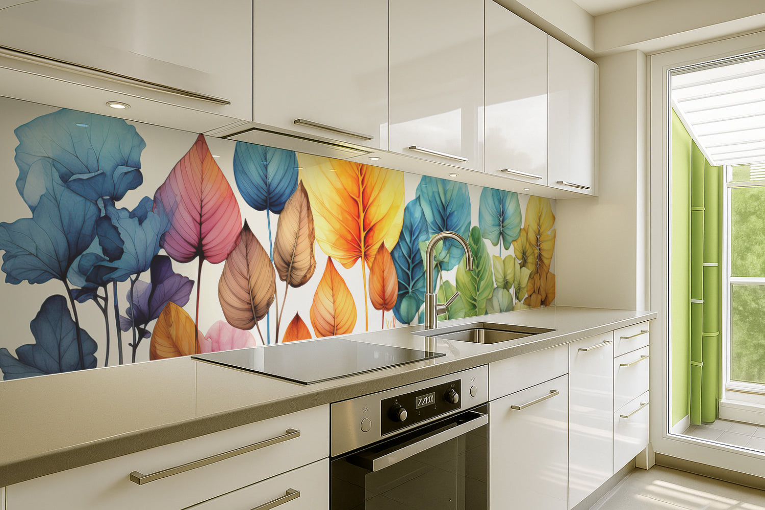 Küchenrückwand Bunte Blätter Aquarell