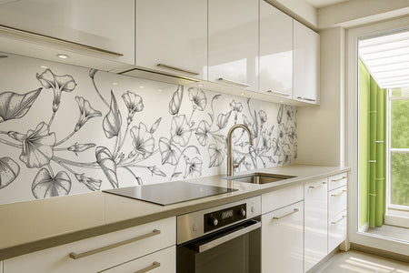 Küchenrückwand Florales Linienmotiv