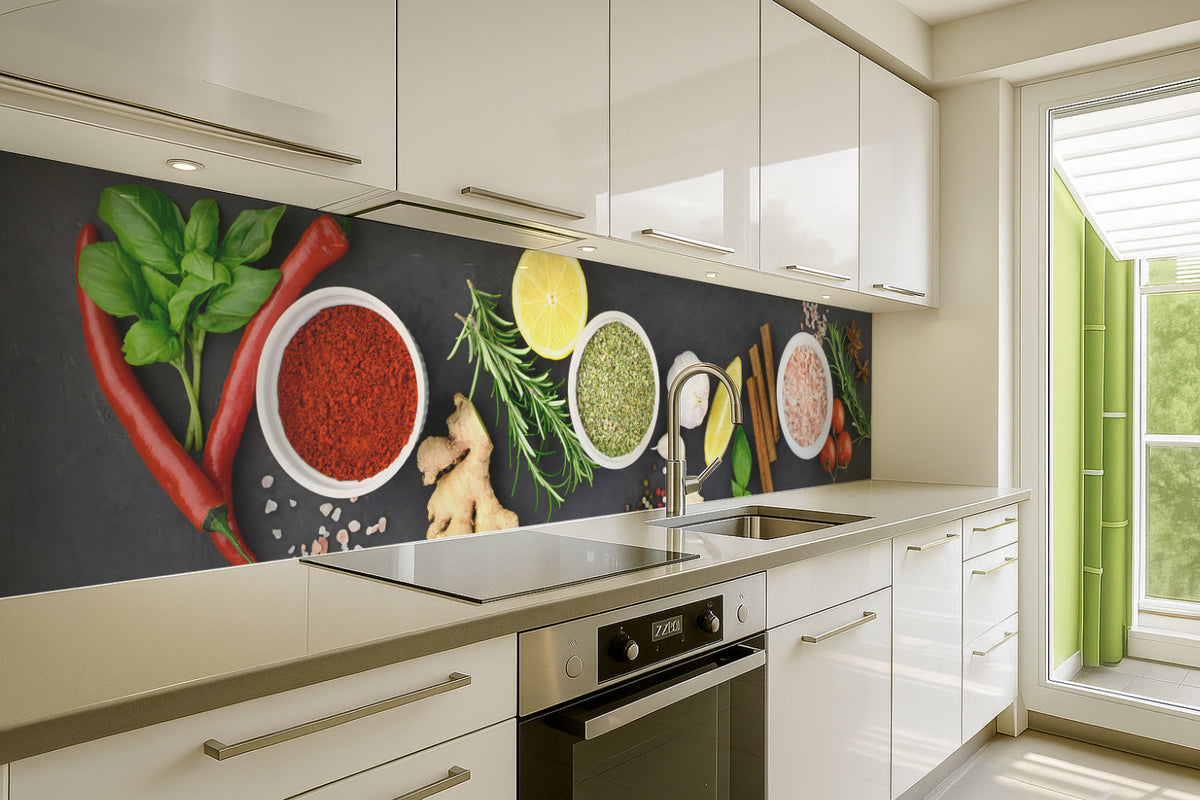 Küchenrückwand Gewürze und Kräuter