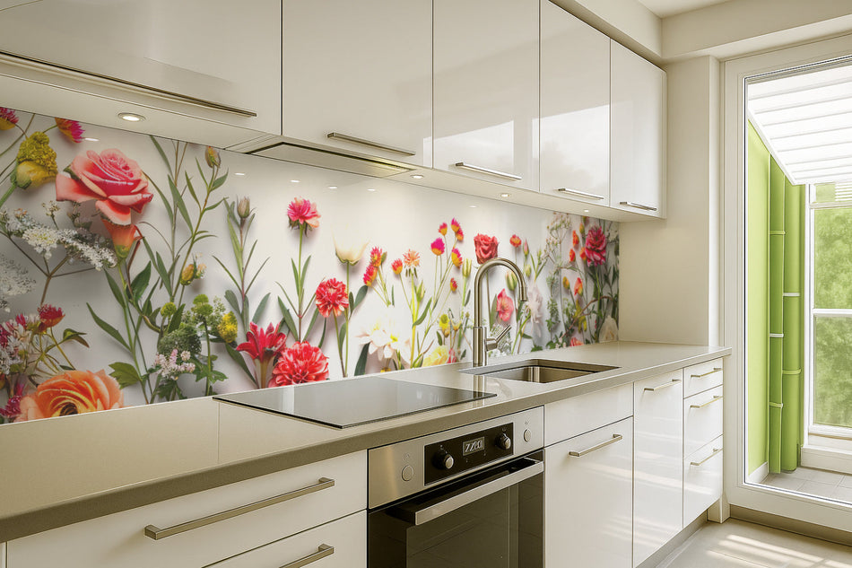 Küchenrückwand Bunte Blumen