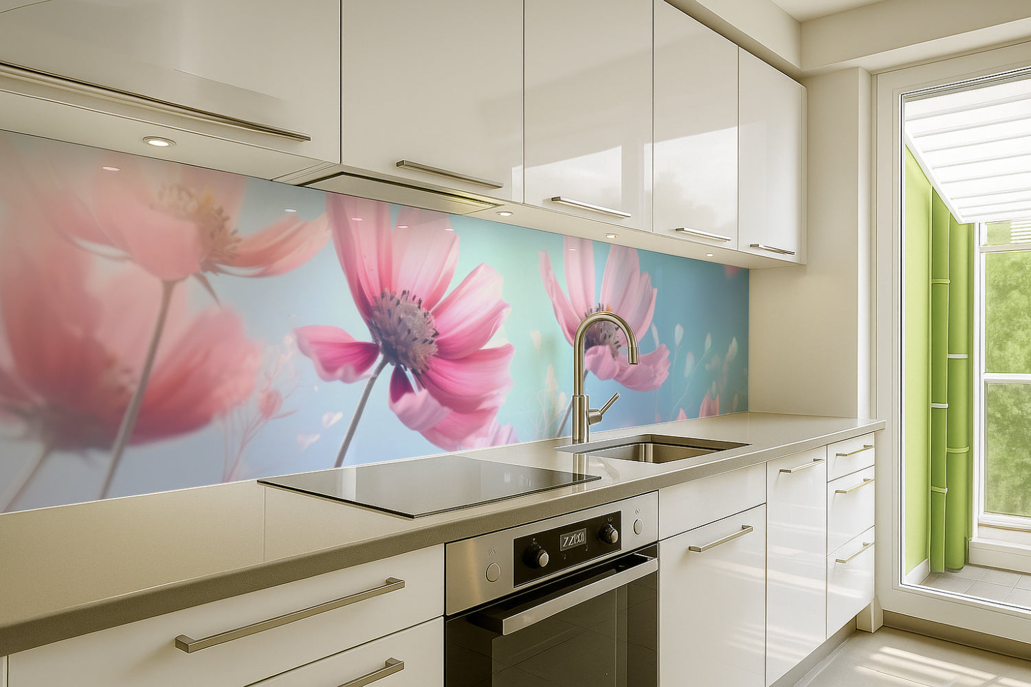 Küchenrückwand Rosa Blüten