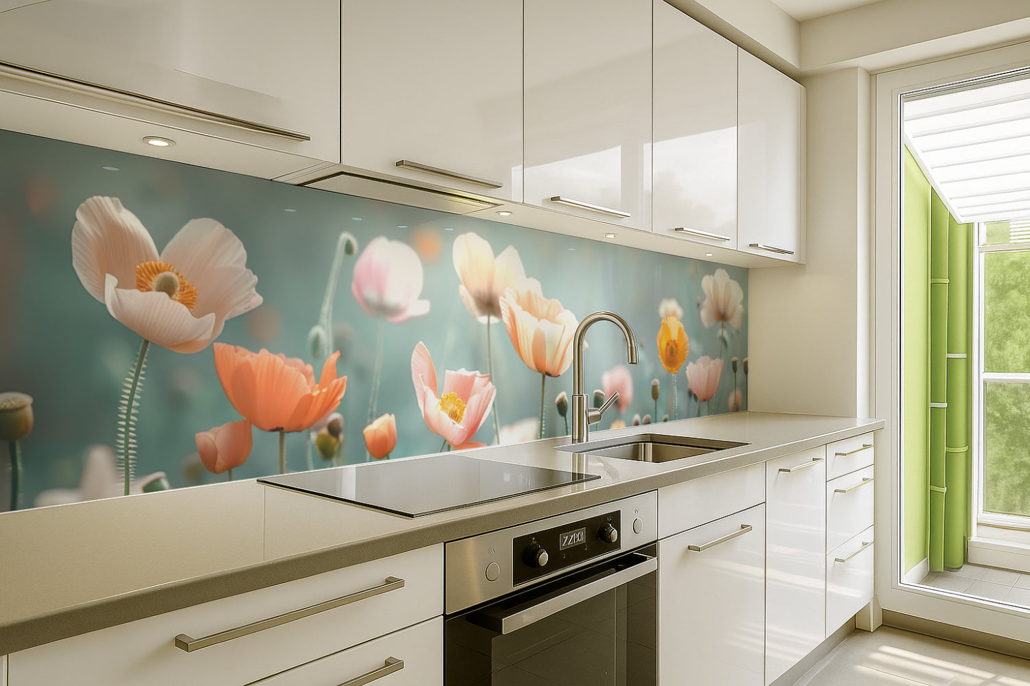 Küchenrückwand Pastell Mohnblumen
