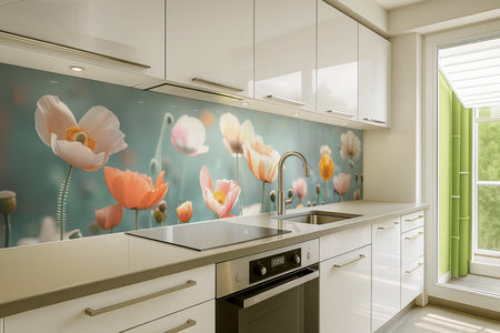 Küchenrückwand Pastell Mohnblumen