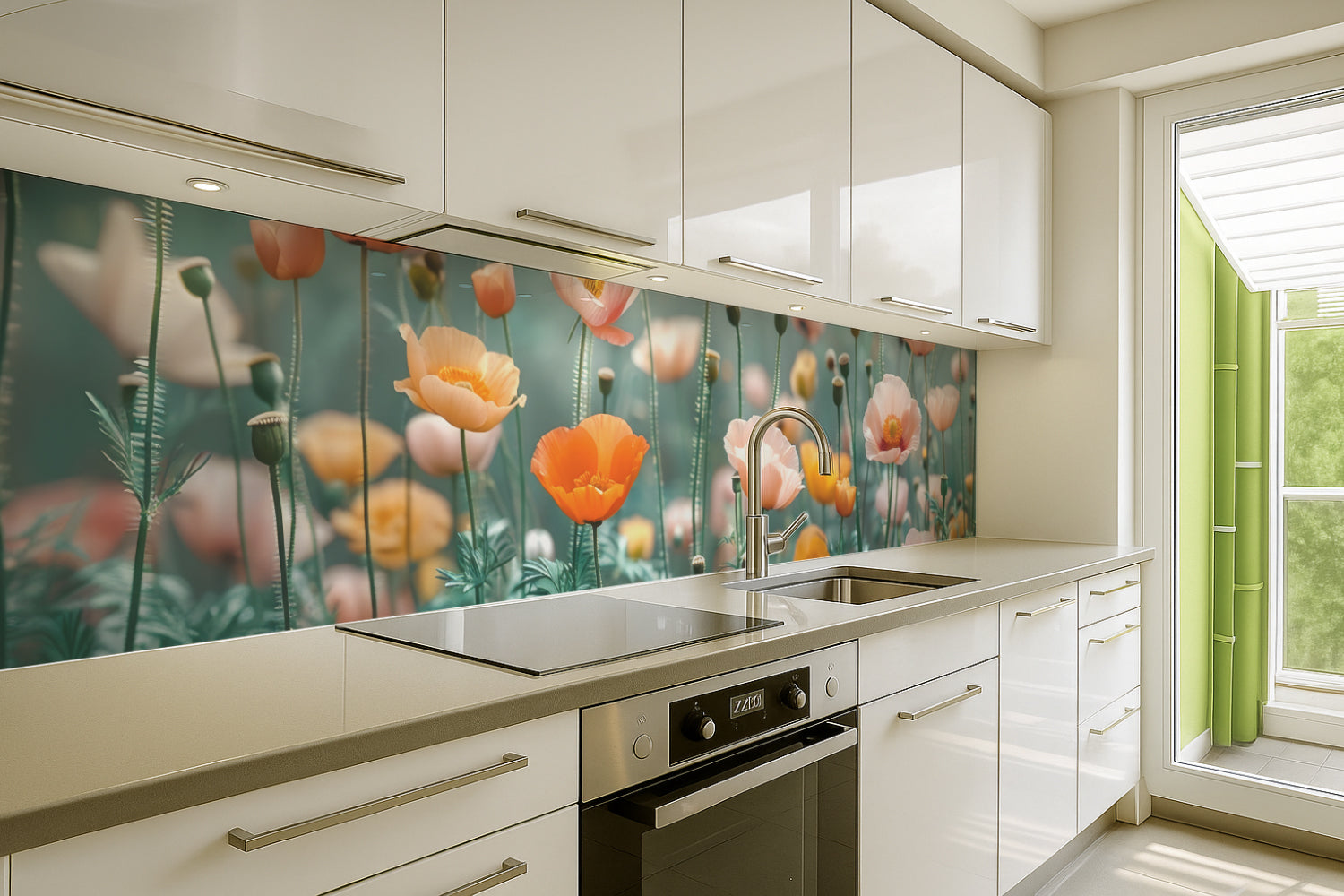 Küchenrückwand Mohnblumen Pastell