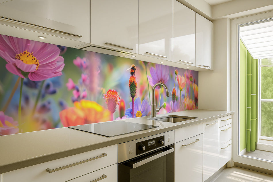 Küchenrückwand Bunte Blumenwiese