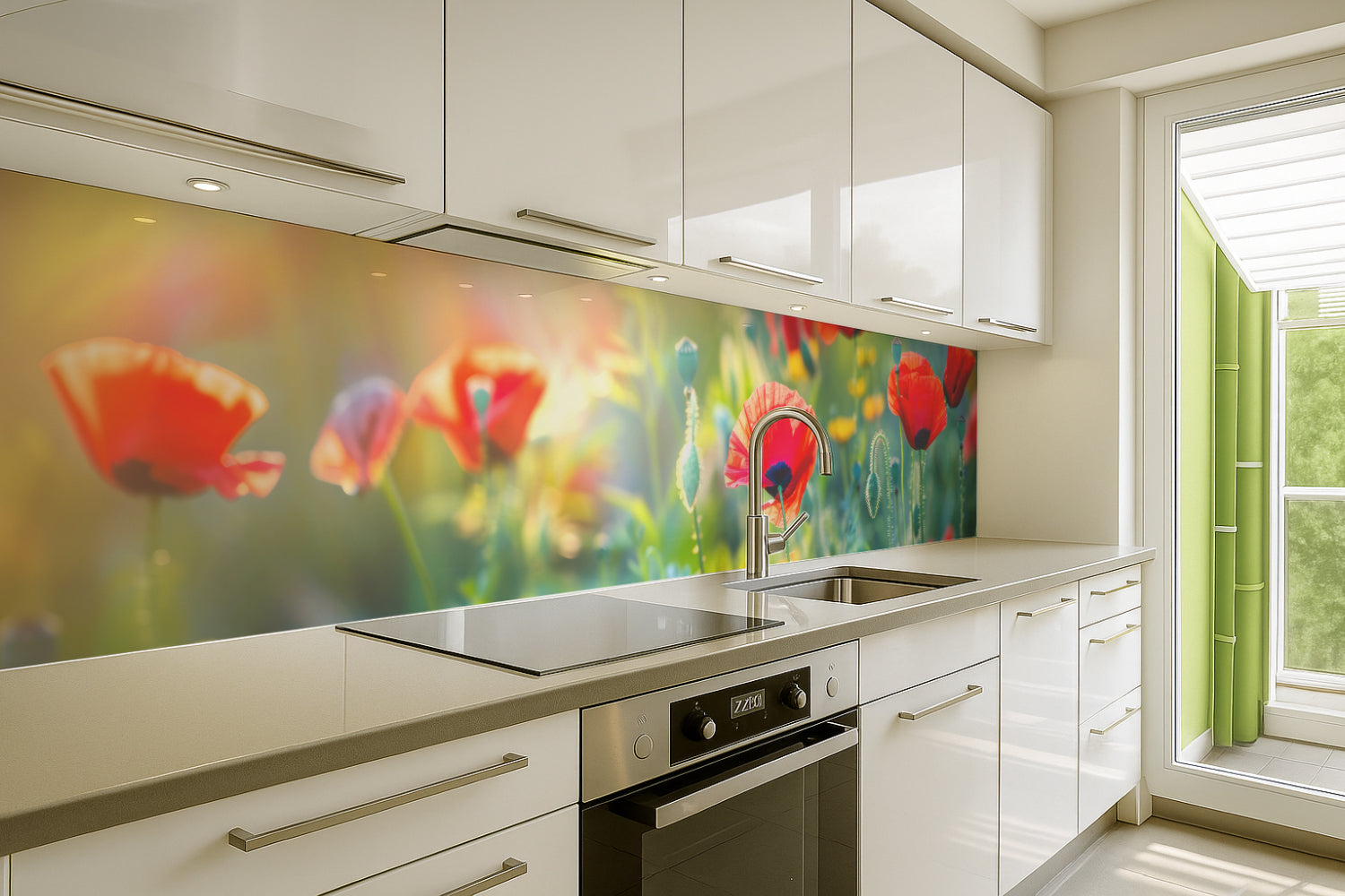 Küchenrückwand Mohnblumen im Sonnenlicht
