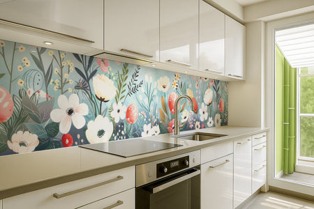 Küchenrückwand Florales Aquarellmotiv