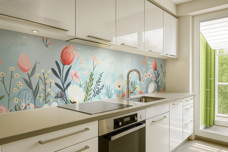 Küchenrückwand Blumen Aquarell