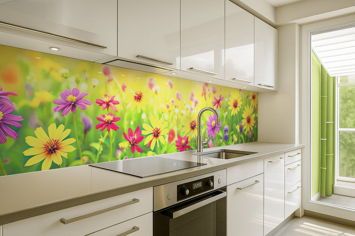 Küchenrückwand Bunte Blumenwiese