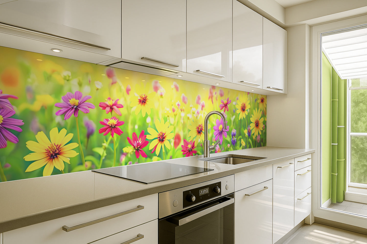 Küchenrückwand Bunte Blumenwiese