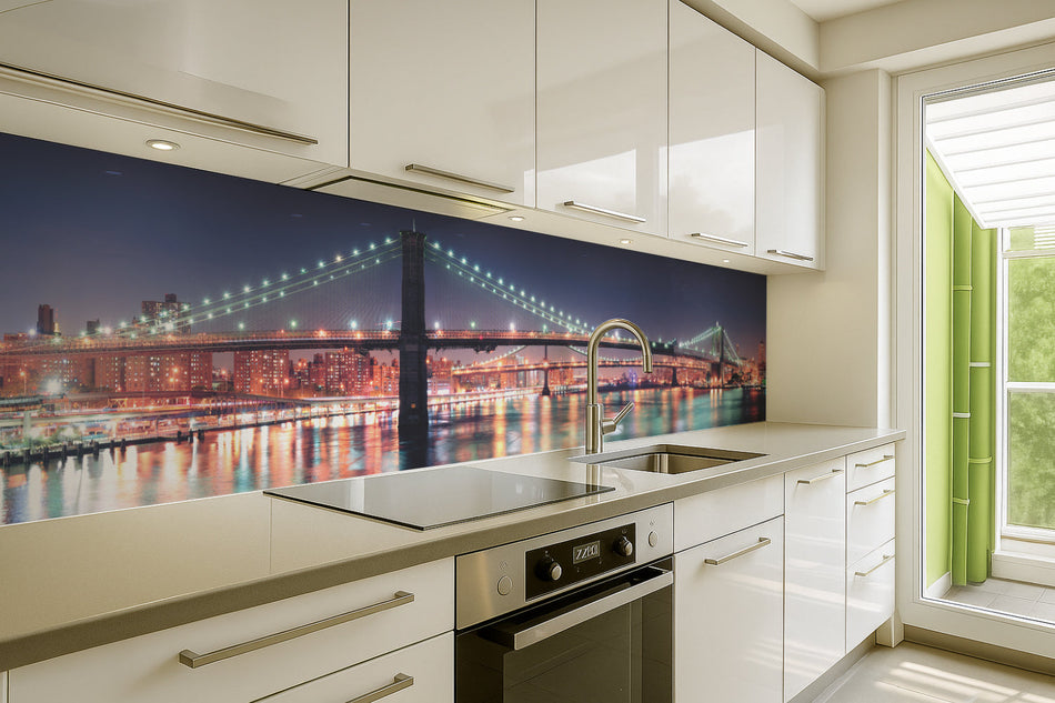 Küchenrückwand Brücke bei Nacht