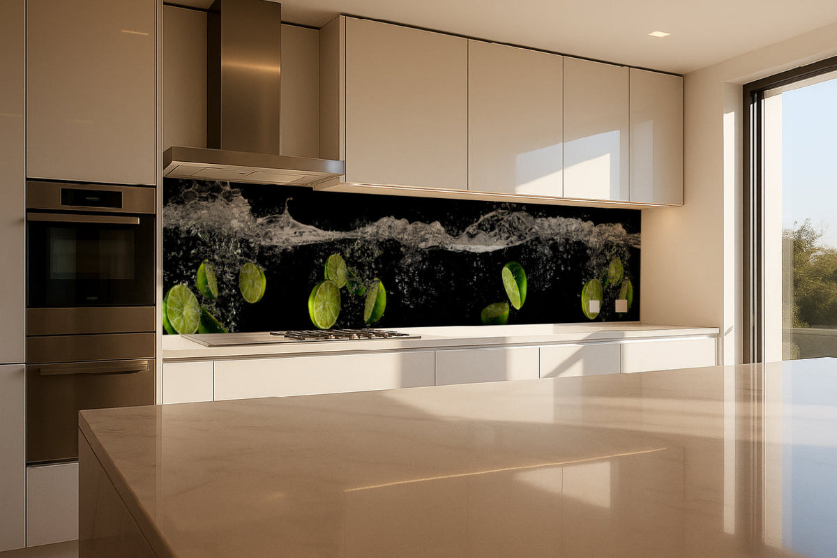 Küchenrückwand Limetten im Wasser