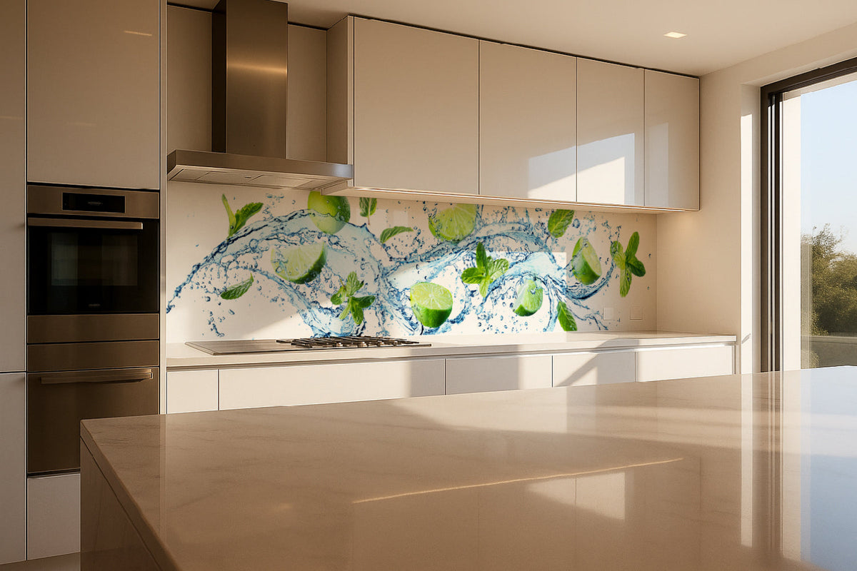 Küchenrückwand Wasser & Limetten