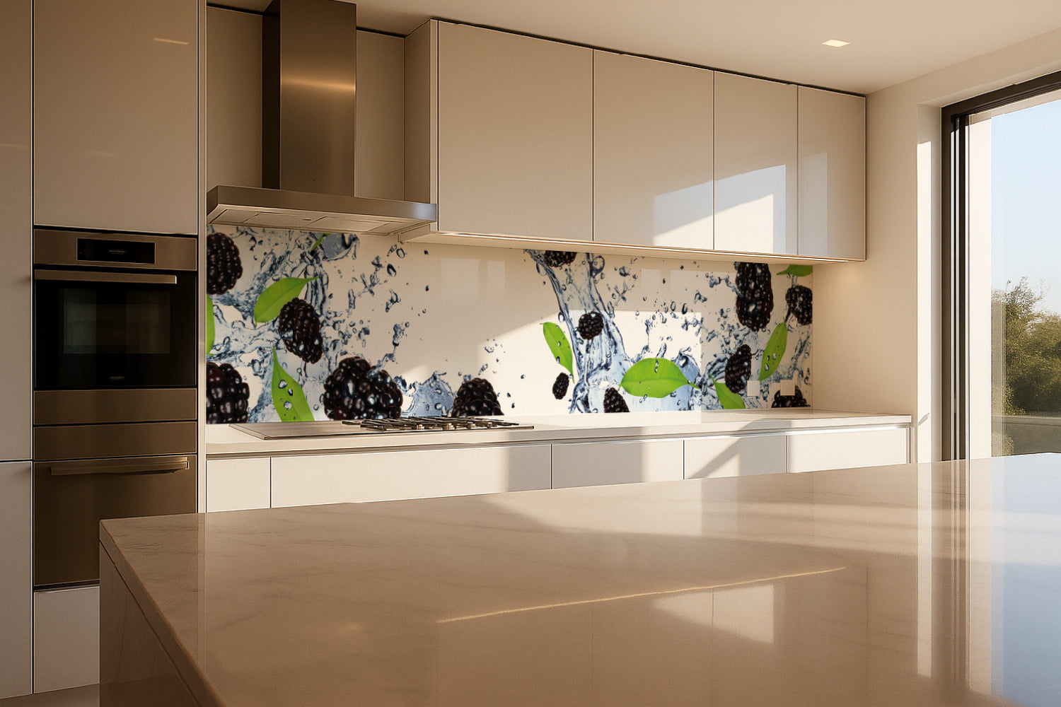 Küchenrückwand Brombeeren im Wasser