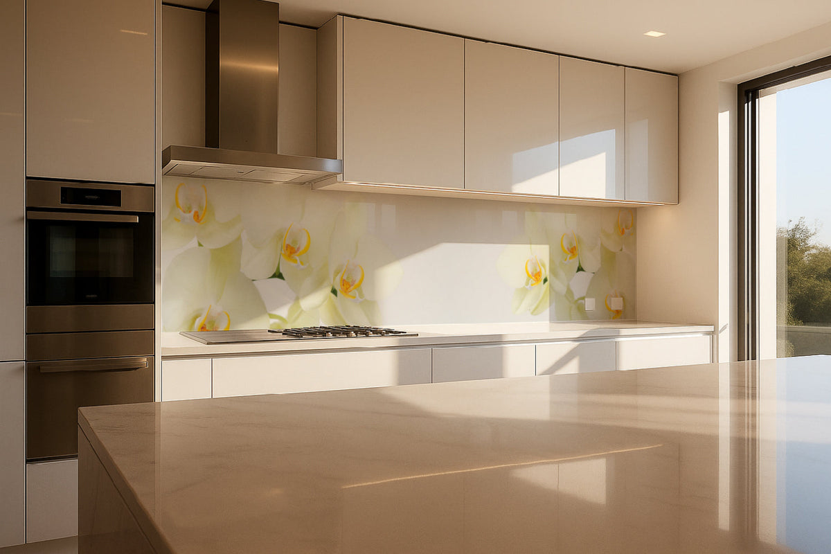 Küchenrückwand Weiße Orchideen