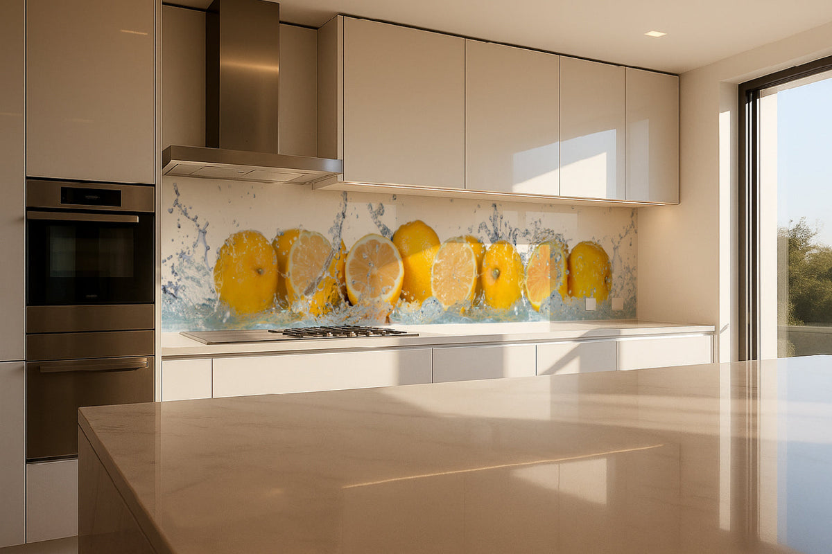 Küchenrückwand Zitronen Splash