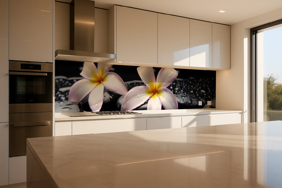Küchenrückwand Spa Blüten Schwarz