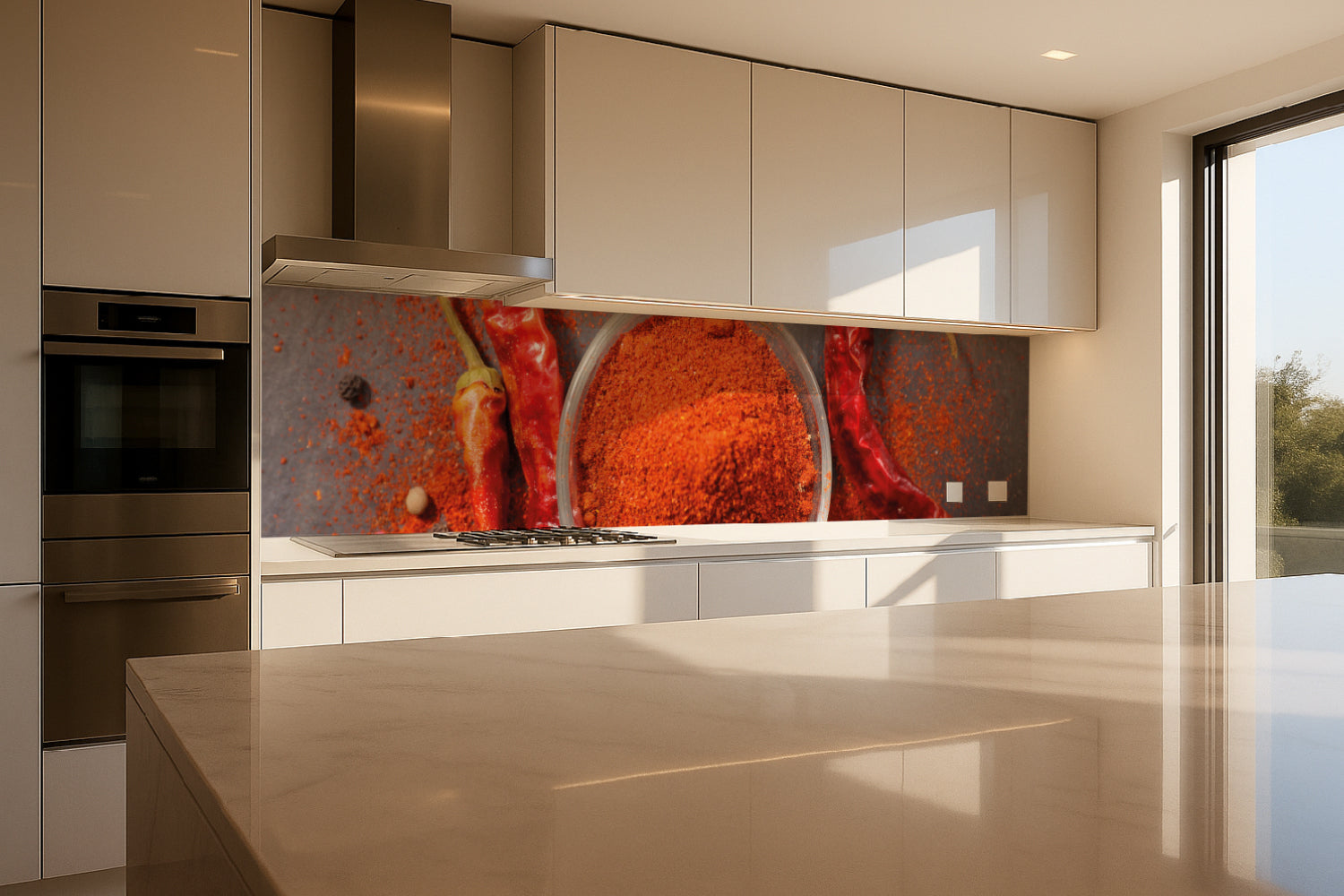 Küchenrückwand Chili und Gewürze