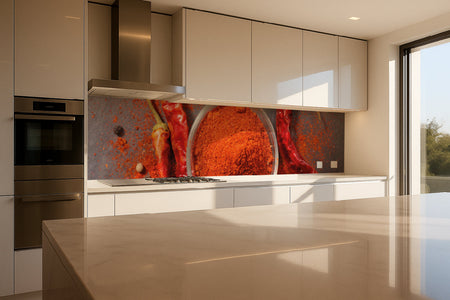 Küchenrückwand Chili und Gewürze