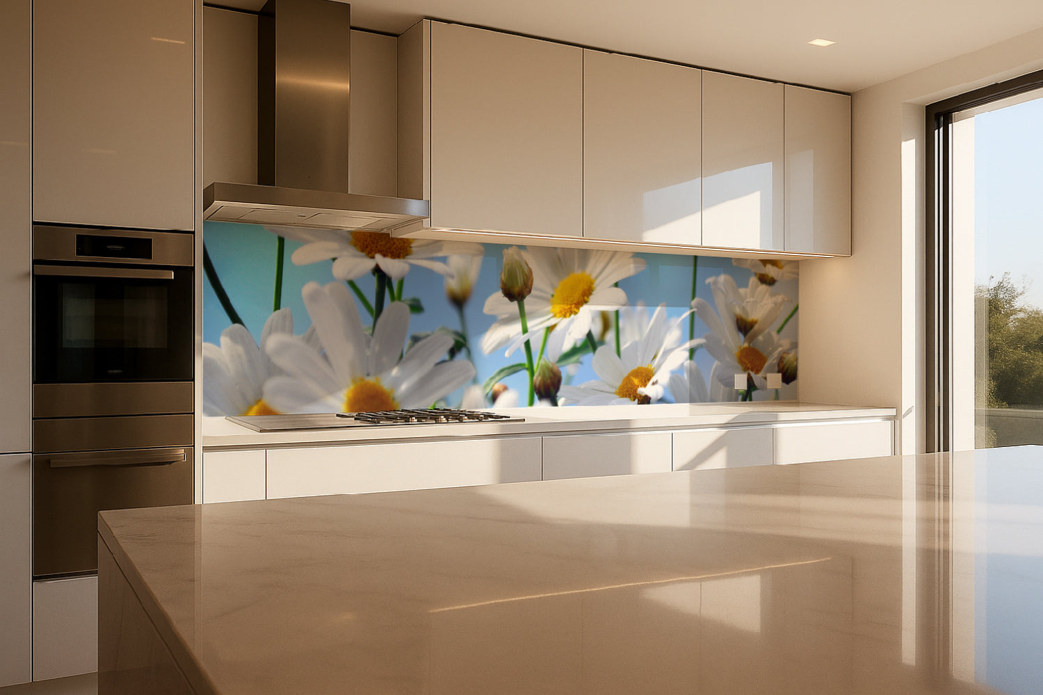Küchenrückwand Weiße Margeriten