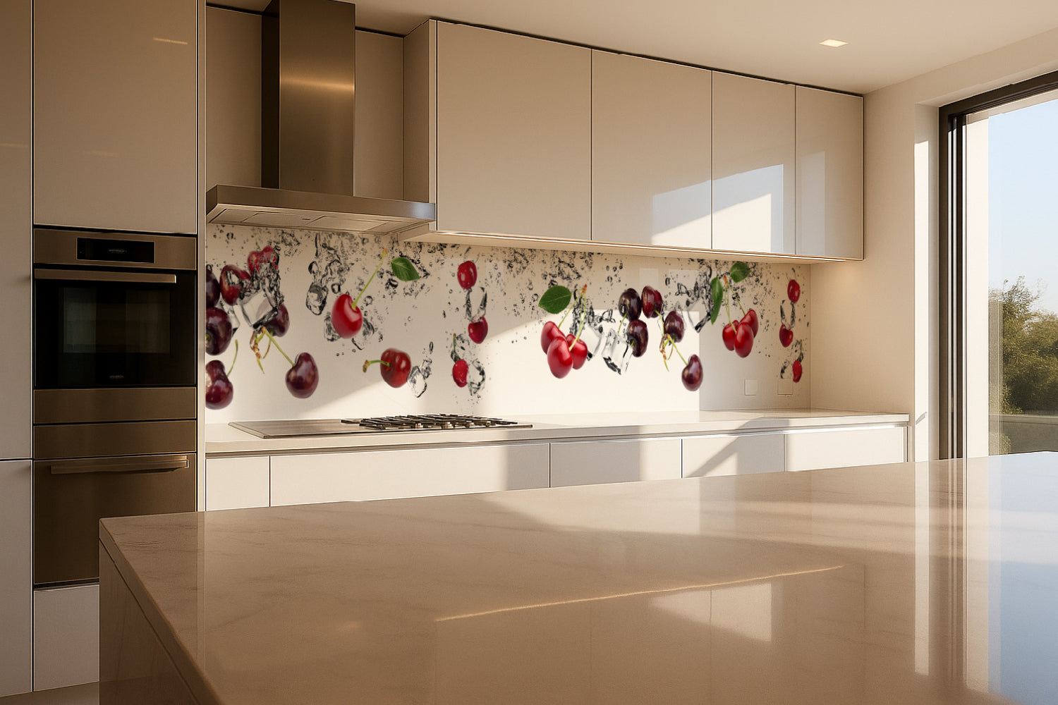 Küchenrückwand Kirschen mit Eiswasser