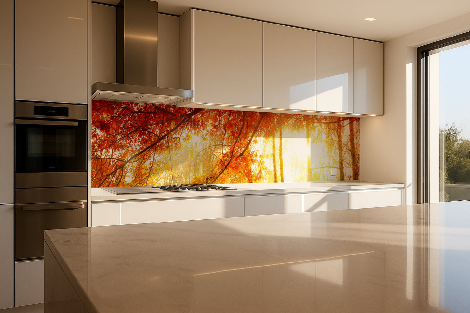 Küchenrückwand Herbstwald im Licht