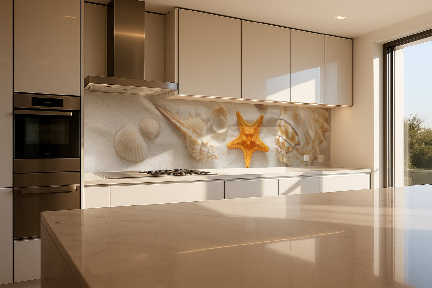 Küchenrückwand Muscheln im Sand