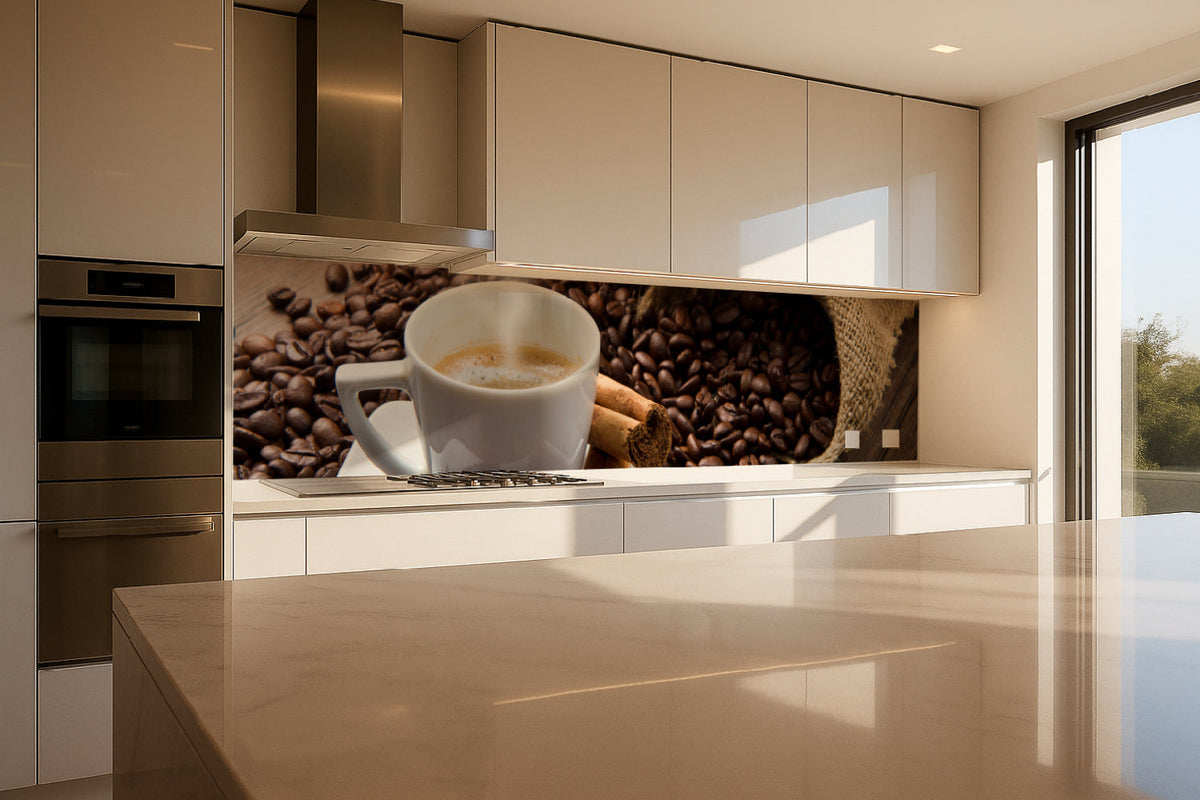 Küchenrückwand Espresso & Bohnen