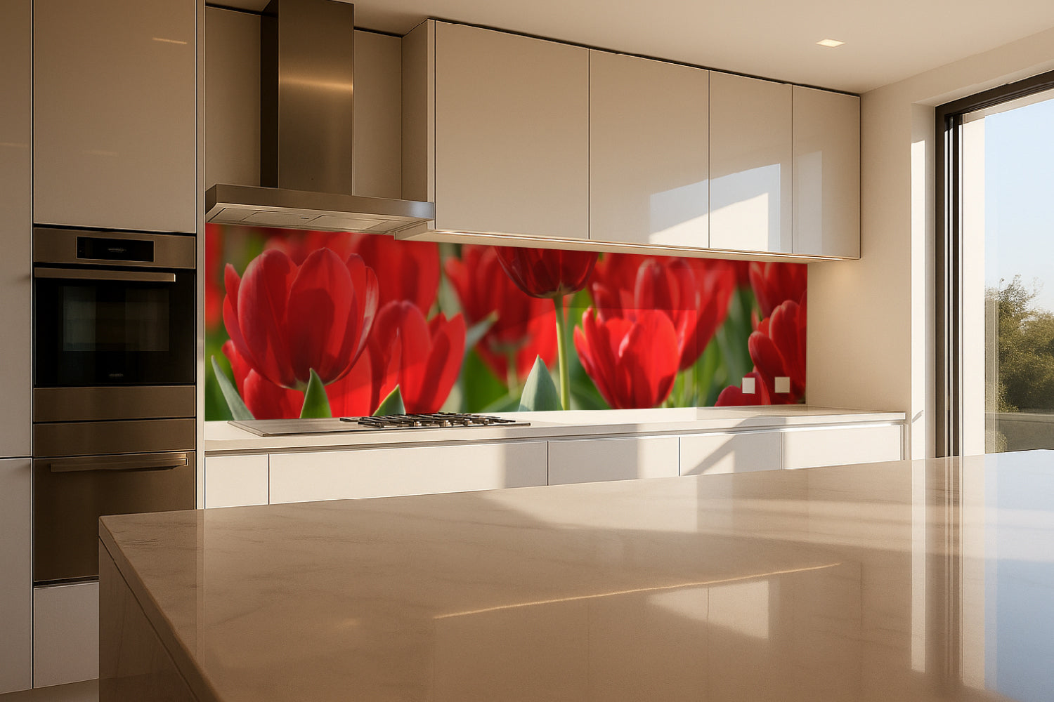 Küchenrückwand Rote Tulpen