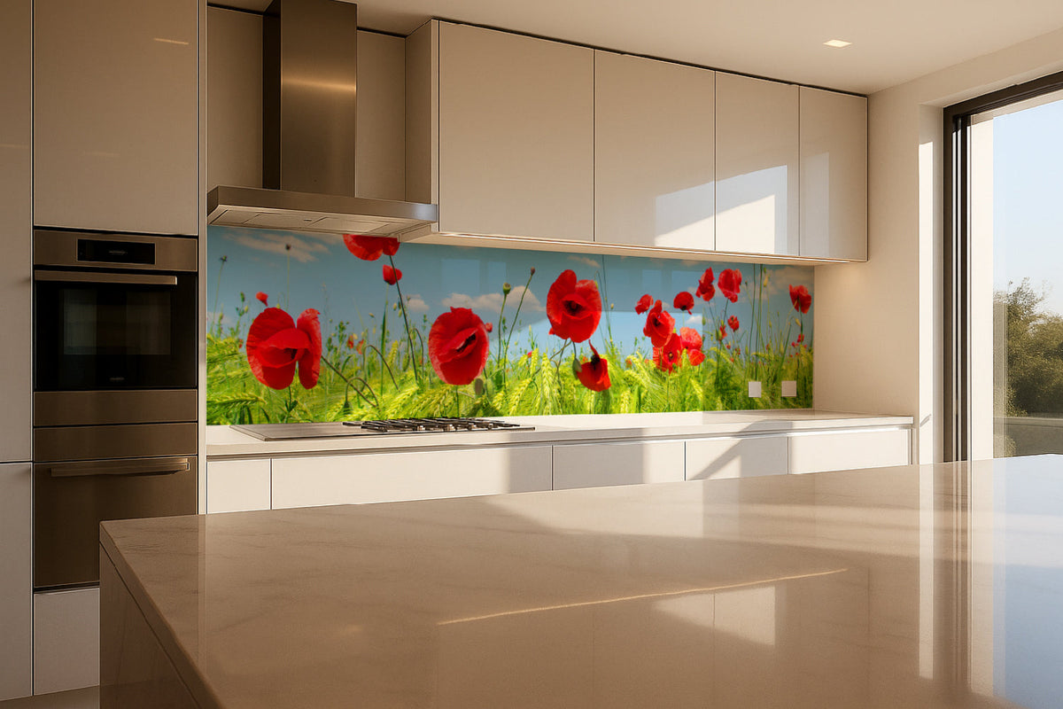 Küchenrückwand Mohnblumenwiese