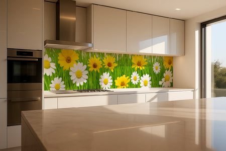 Küchenrückwand mit Blumenmotiv