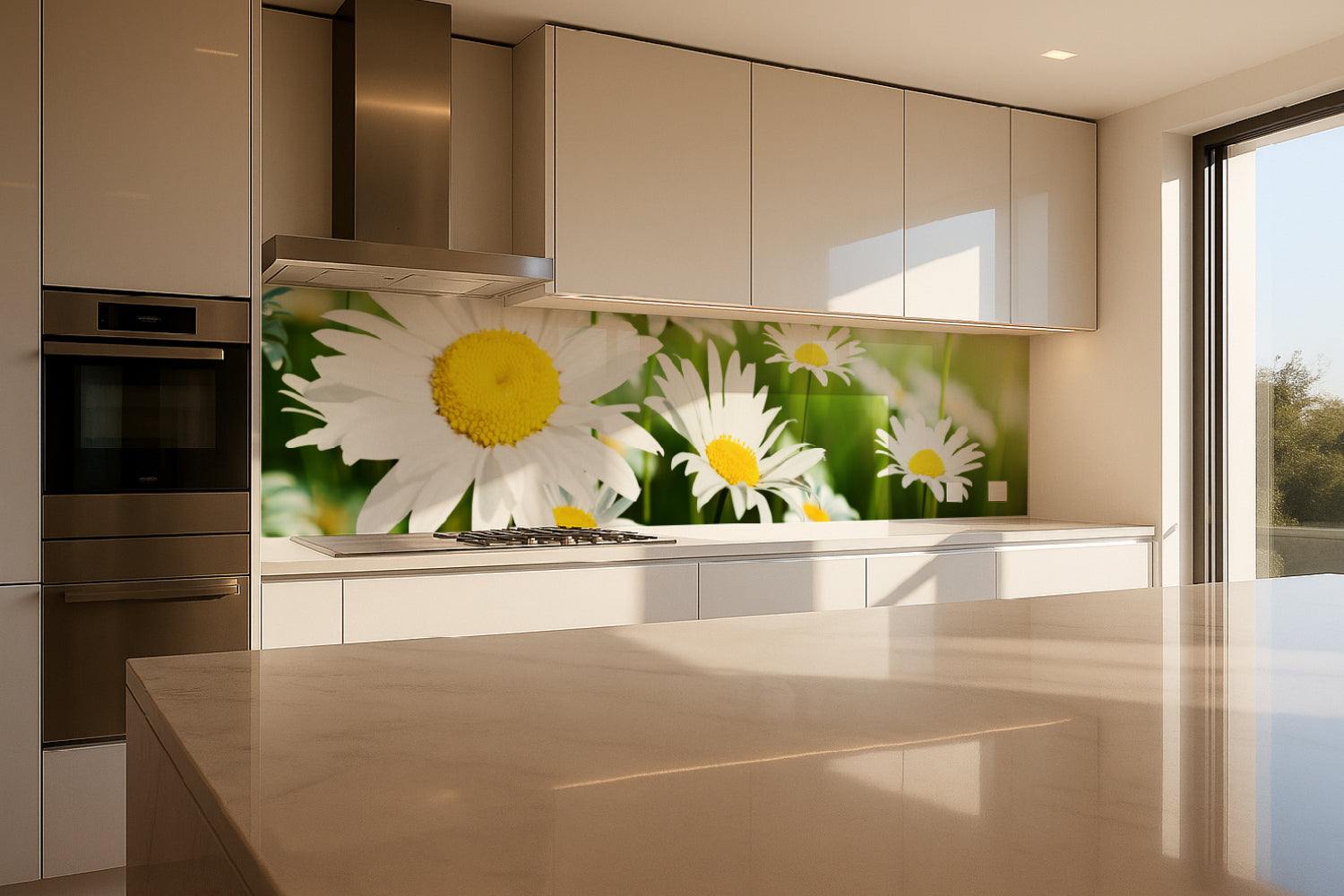 Küchenrückwand Margeritenblüten
