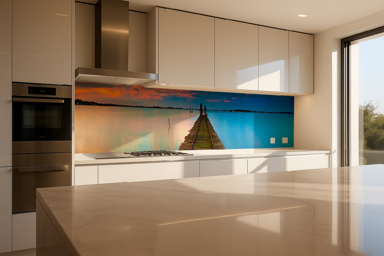 Küchenrückwand Steg am See