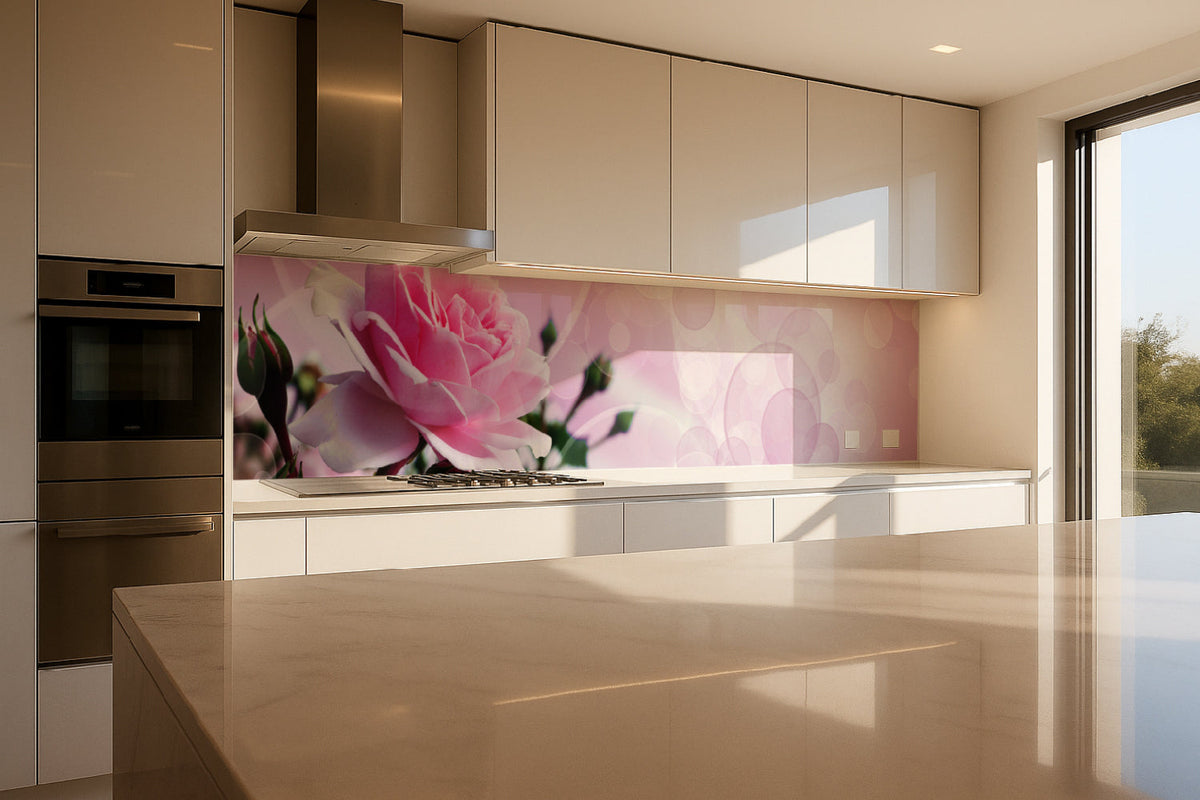 Küchenrückwand mit Rosenmotiv