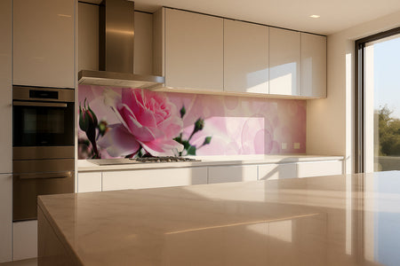 Küchenrückwand mit Rosenmotiv