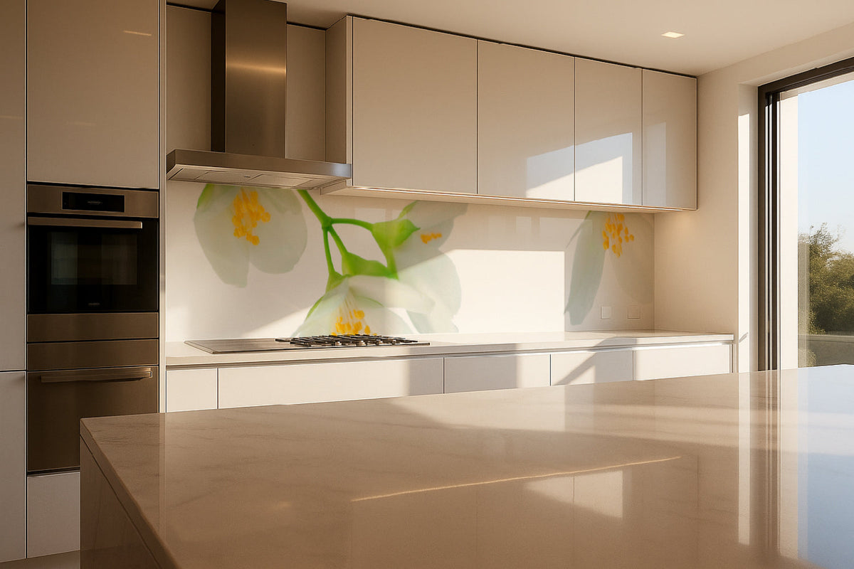 Küchenrückwand Weiße Blüten