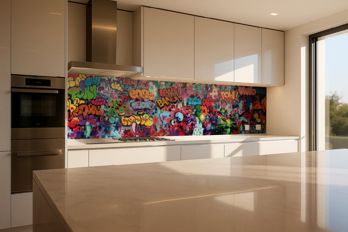 Küchenrückwand mit Graffiti