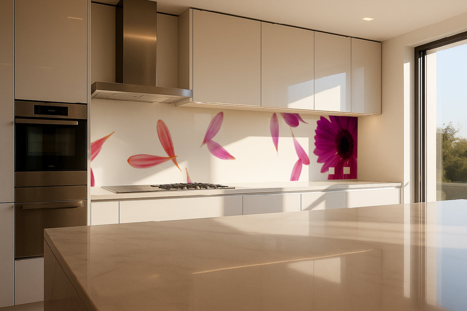 Küchenrückwand mit Blüten